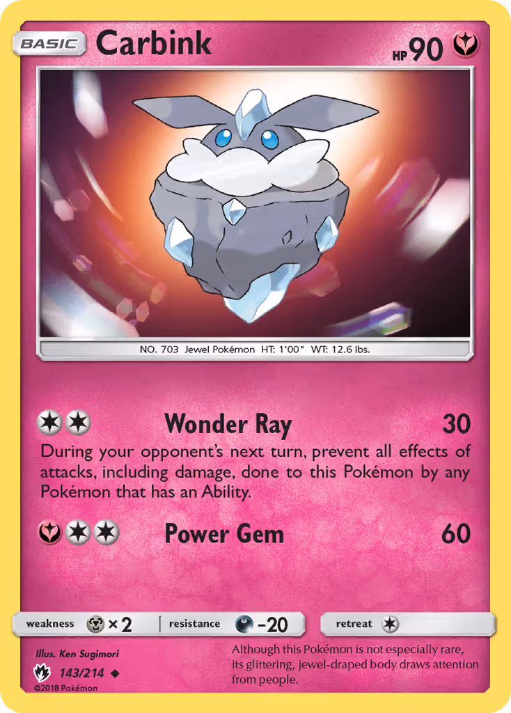 Carbink 143/214 Pokemon card