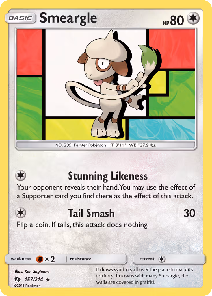 Smeargle 157/214 Pokemon card