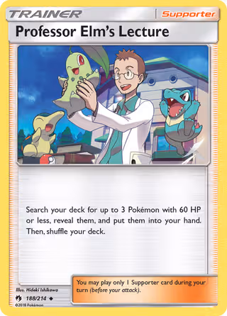 Professor Elm’s Lecture 188/214 Pokemon card