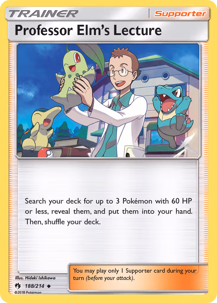 Professor Elm’s Lecture 188/214 Pokemon card