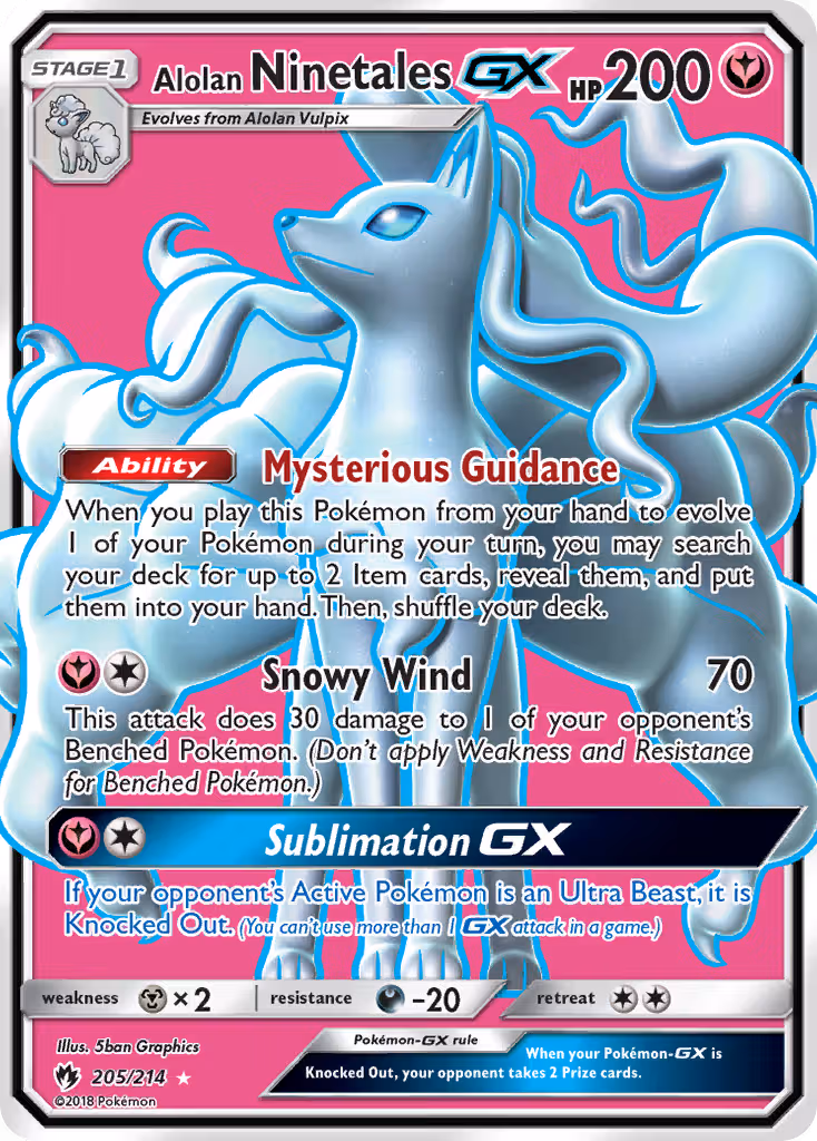 Alolan Ninetales GX 205/214 Pokemon card
