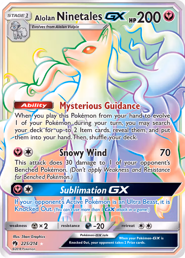 Alolan Ninetales GX 225/214 Pokemon card