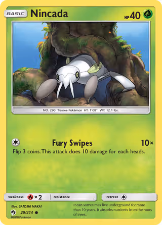 Nincada 29/214 Pokemon card