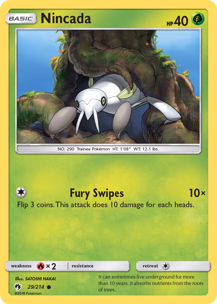 Nincada 29/214 Pokemon card