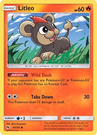 Litleo 50/214 Pokemon card