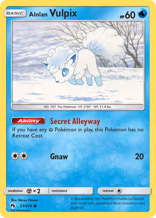Alolan Vulpix 53/214 Pokemon card