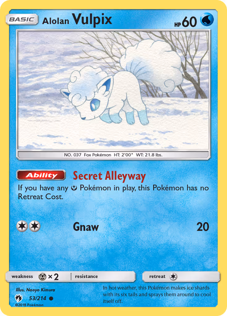 Alolan Vulpix 53/214 Pokemon card
