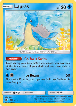 Lapras 56/214 Pokemon card