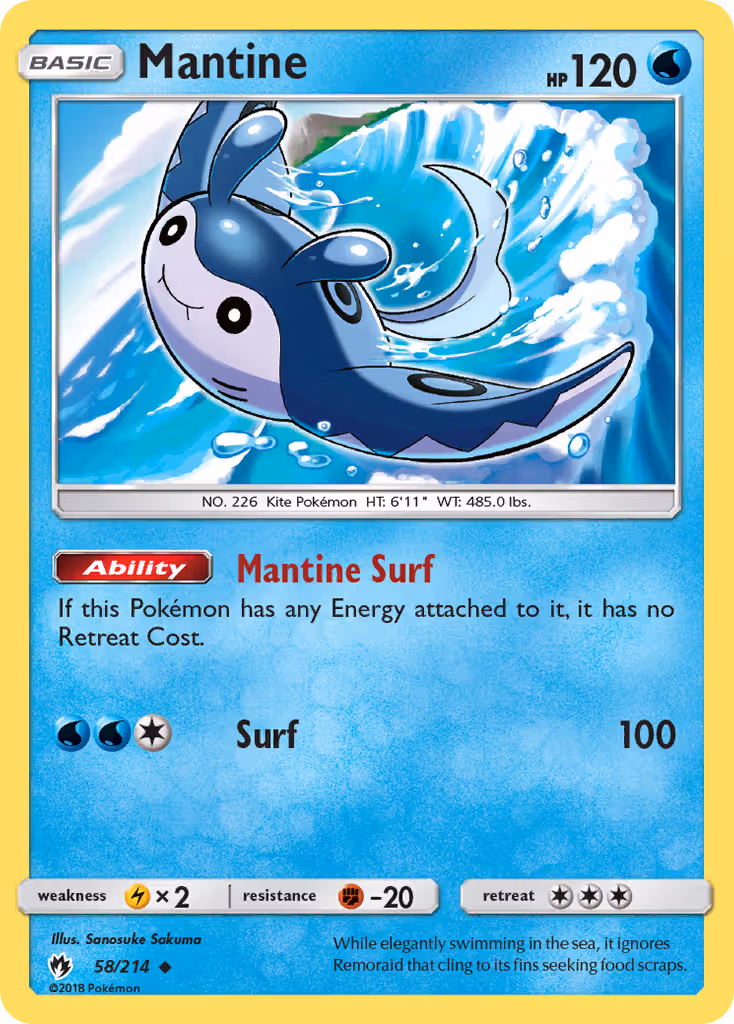 Mantine 58/214 Pokemon card