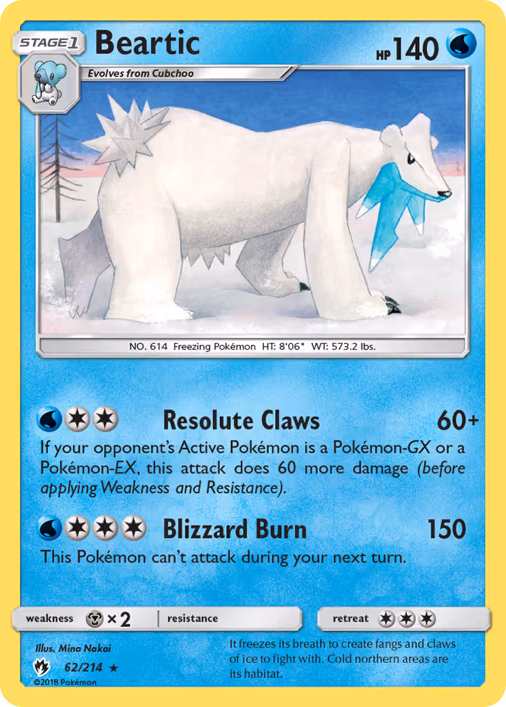 Beartic 62/214 Pokemon card