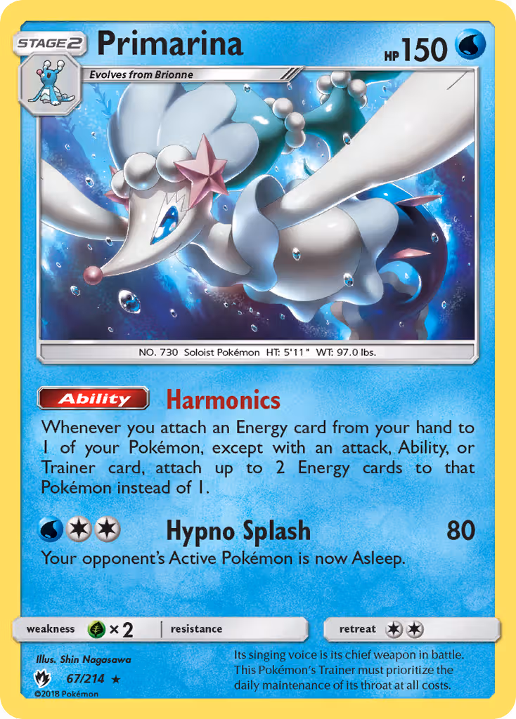 Primarina 67/214 Pokemon card