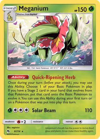 Meganium 8/214 Pokemon card