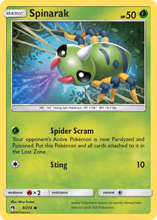 Spinarak 9/214 Pokemon card