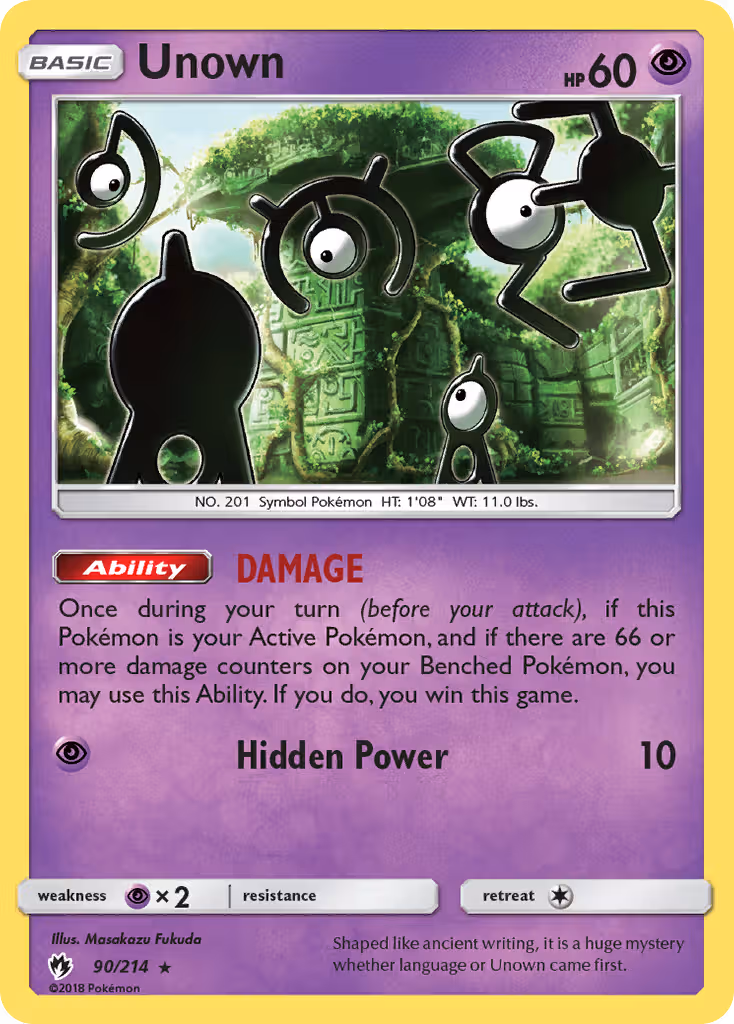 Unown 90/214 Pokemon card