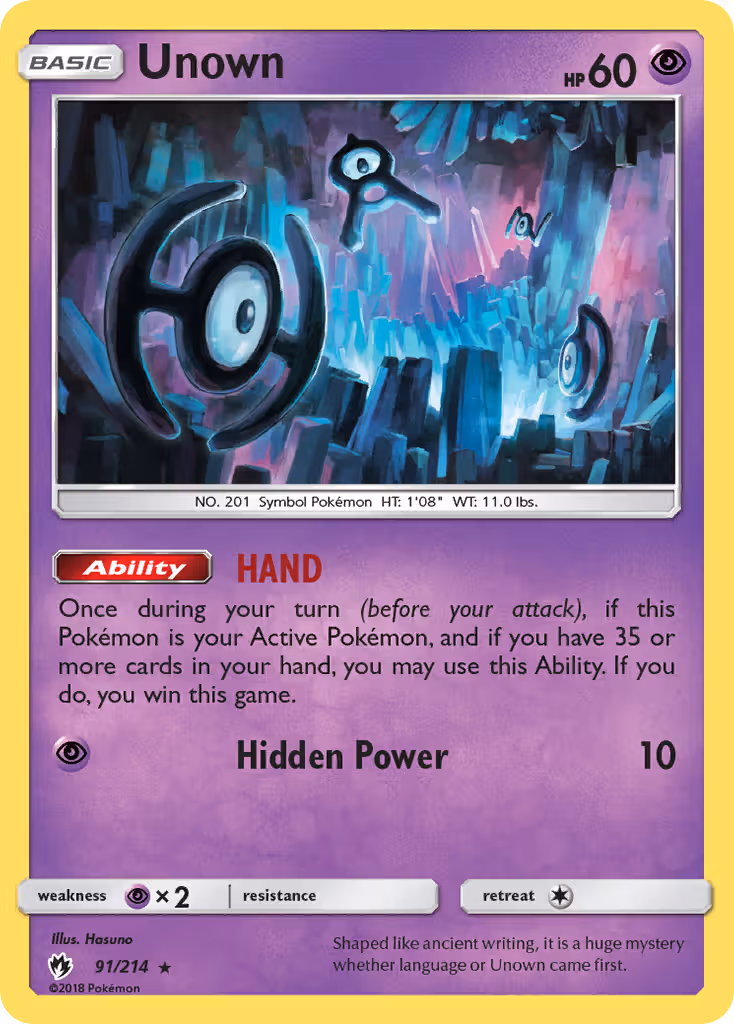 Unown 91/214 Pokemon card