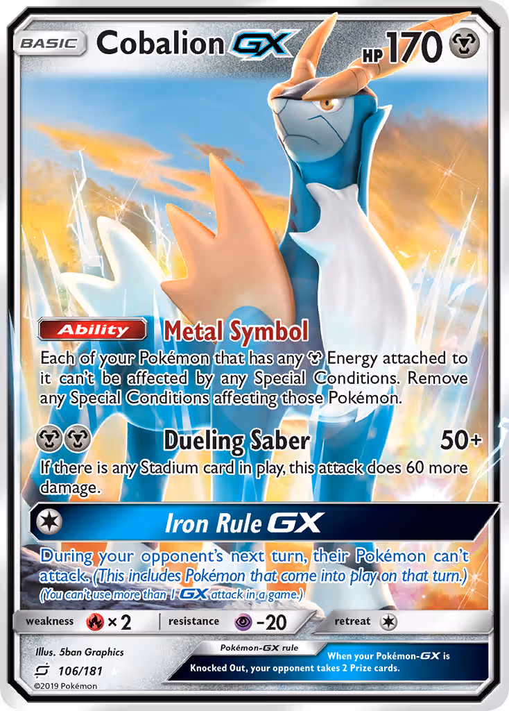 Cobalion GX 106/181 Pokemon card