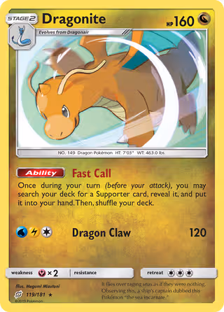 Dragonite 119/181 Pokemon card