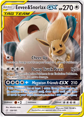 Eevee & Snorlax GX 120/181 Pokemon card