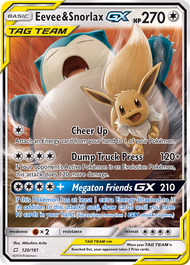 Eevee & Snorlax GX 120/181 Pokemon card