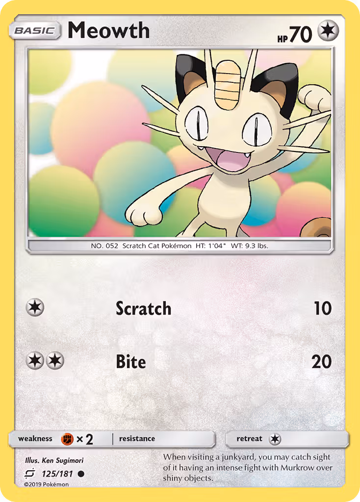 Meowth 125/181 Pokemon card