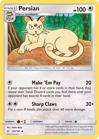 Persian 126/181 Pokemon card