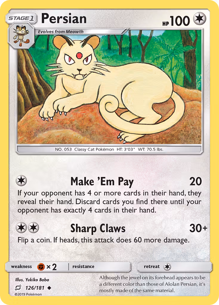 Persian 126/181 Pokemon card