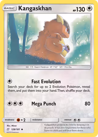 Kangaskhan 128/181 Pokemon card