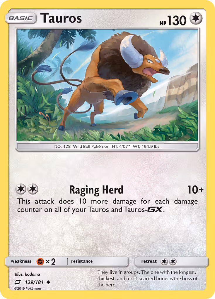 Tauros 129/181 Pokemon card
