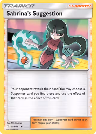 Sabrina’s Suggestion 154/181 Pokemon card