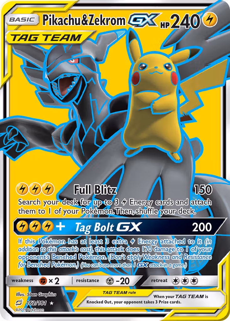 Pikachu & Zekrom GX 162/181 Pokemon card
