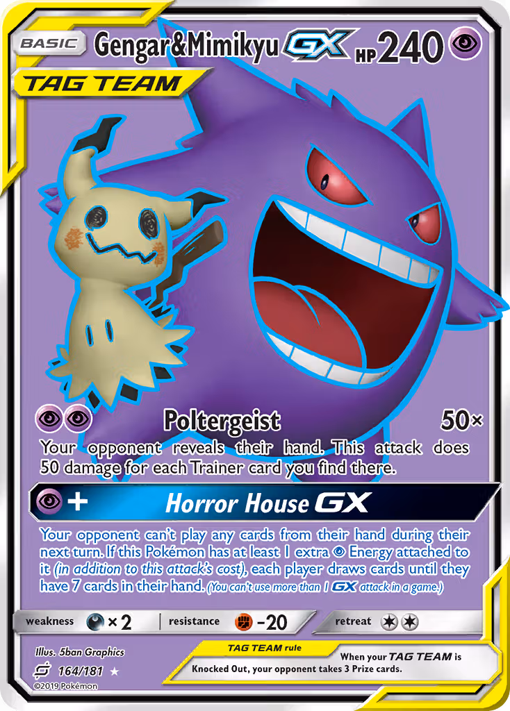 Gengar & Mimikyu GX 164/181 Pokemon card