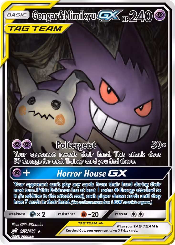 Gengar & Mimikyu GX 165/181 Pokemon card