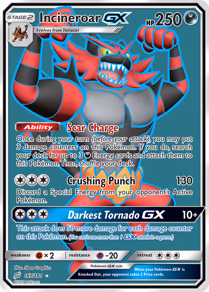 Incineroar GX 167/181 Pokemon card