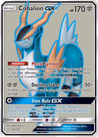 Cobalion GX 168/181 Pokemon card