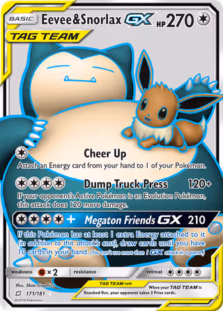 Eevee & Snorlax GX 171/181 Pokemon card