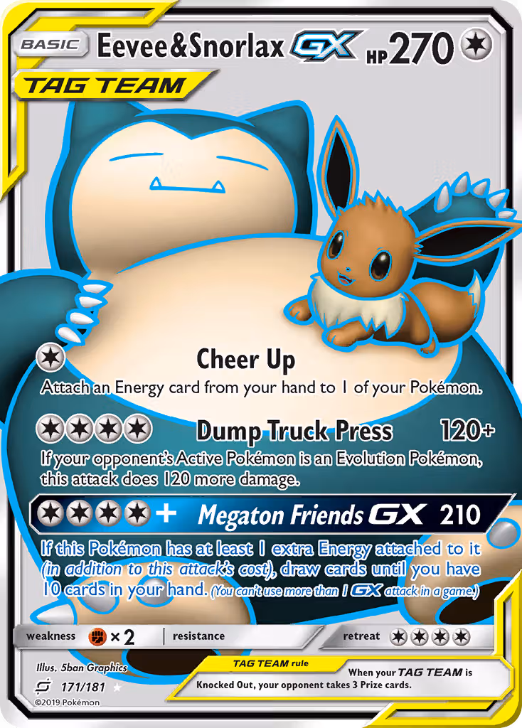 Eevee & Snorlax GX 171/181 Pokemon card
