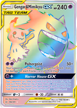 Gengar & Mimikyu GX 186/181 Pokemon card
