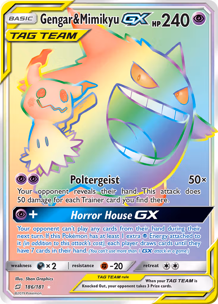 Gengar & Mimikyu GX 186/181 Pokemon card