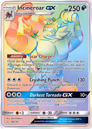 Incineroar GX 188/181 Pokemon card