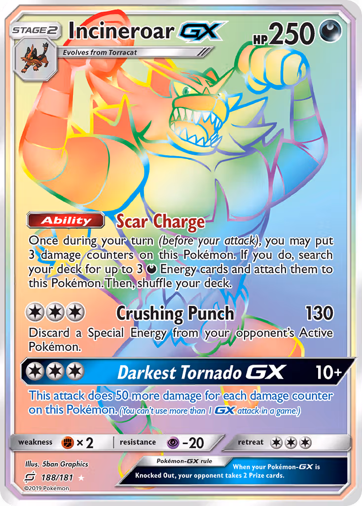 Incineroar GX 188/181 Pokemon card