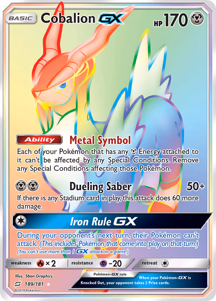 Cobalion GX 189/181 Pokemon card