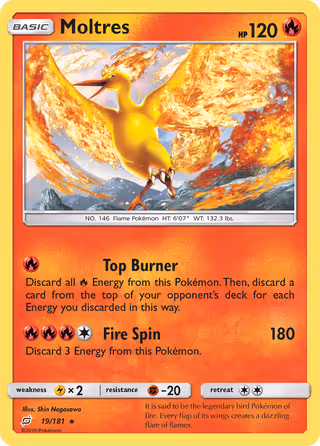 Moltres 19/181 Pokemon card