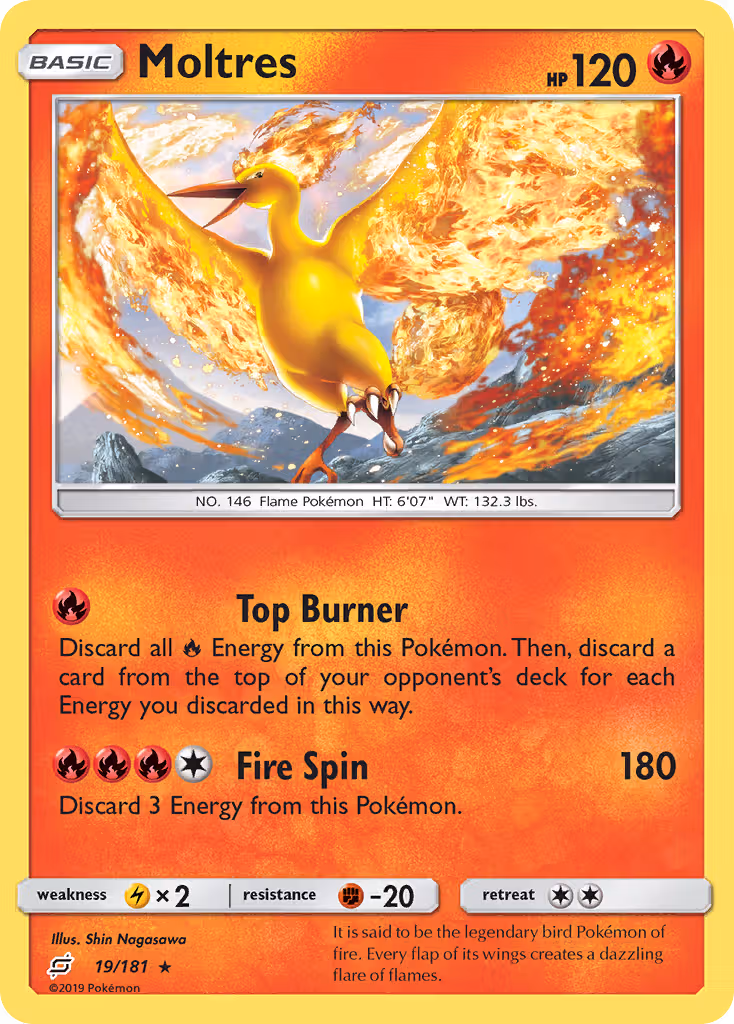 Moltres 19/181 Pokemon card