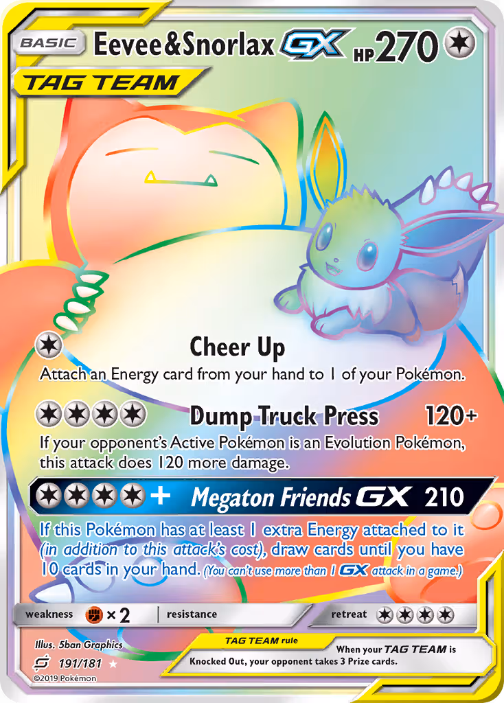 Eevee & Snorlax GX 191/181 Pokemon card