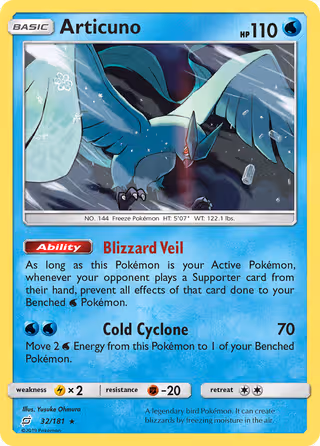 Articuno 32/181 Pokemon card