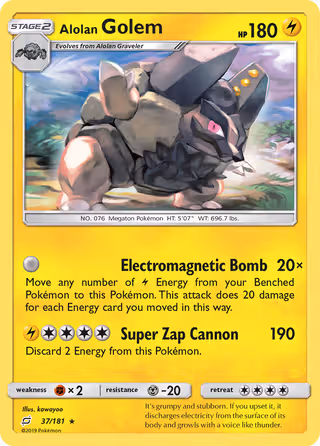 Alolan Golem 37/181 Pokemon card