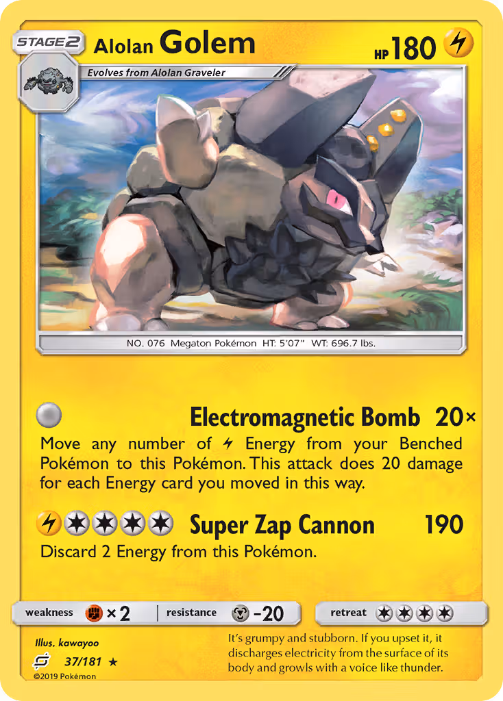 Alolan Golem 37/181 Pokemon card
