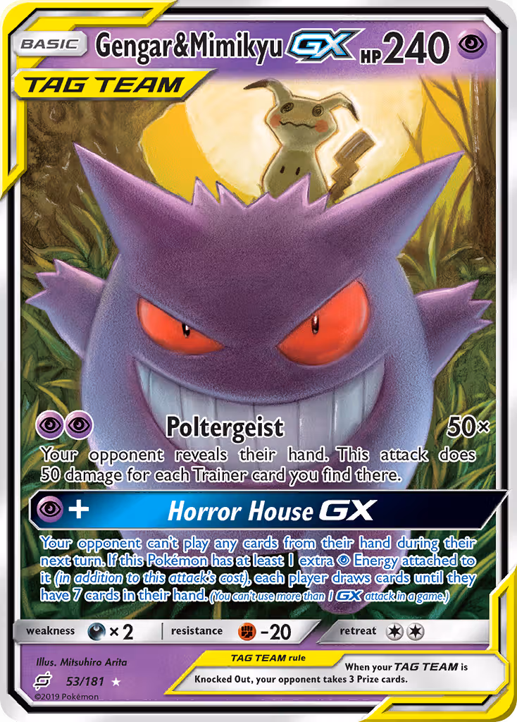 Gengar & Mimikyu GX 53/181 Pokemon card