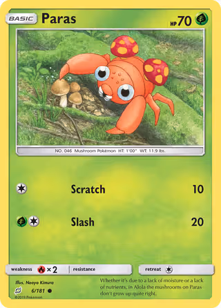 Paras 6/181 Pokemon card