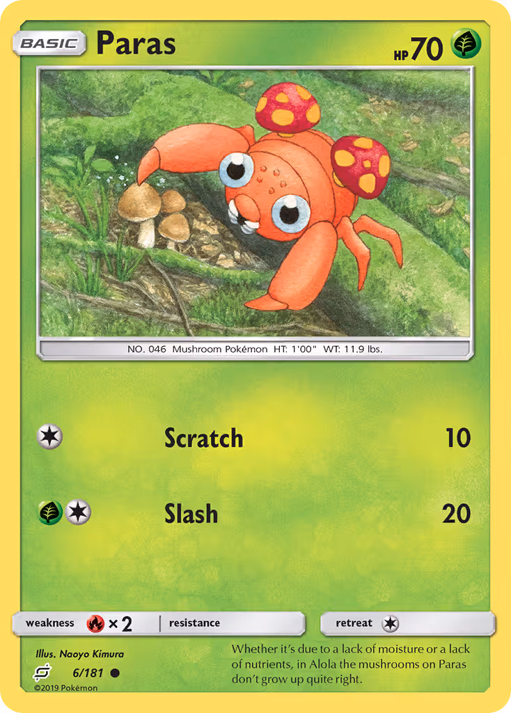 Paras 6/181 Pokemon card